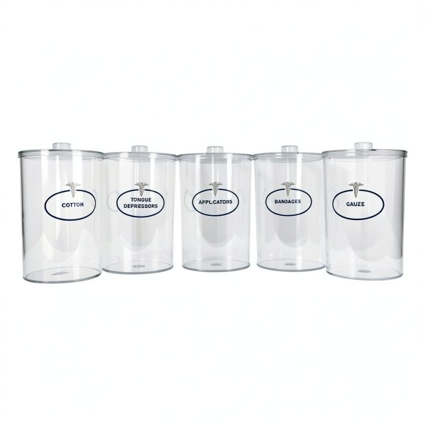 BV Medical Clear Sundry Jars Set of 5 – Labeled Acrylic Storage-5