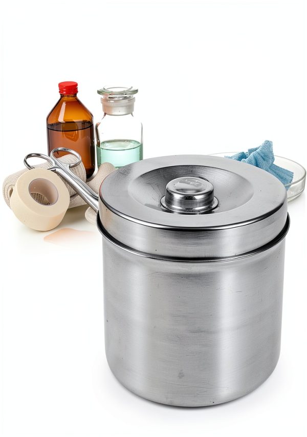 Stainless Steel Gauze Jar Generic 12cm Cylinder Light Proof Lid-3