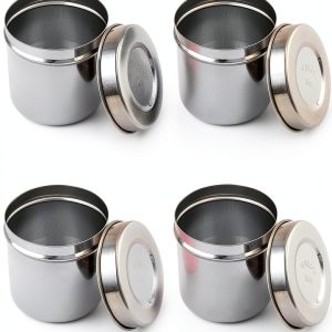 Stainless Steel Ointment Jar by QWORK - 4 Pack 10oz Storage Containers-0