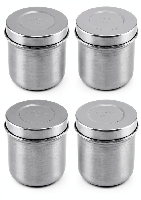 Stainless Steel Ointment Jar by QWORK - 4 Pack 10oz Storage Containers-6