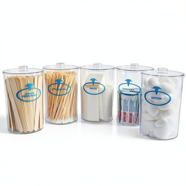 BV Medical Clear Sundry Jars Set of 5 – Labeled Acrylic Storage-4