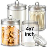 Plastic Sundry Jars Set of 4 Lids by Geiserailie – 2 Small & 2 Large-0