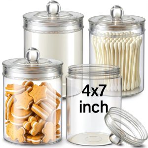 Plastic Sundry Jars Set of 4 Lids by Geiserailie – 2 Small & 2 Large-0