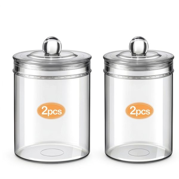 Plastic Sundry Jars Set of 4 Lids by Geiserailie – 2 Small & 2 Large-1