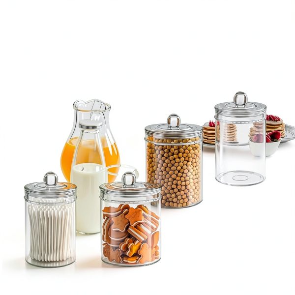 Plastic Sundry Jars Set of 4 Lids by Geiserailie – 2 Small & 2 Large-4